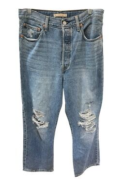 Levi’s Ribcage Straight Anke Jeans Distressed SZ 30